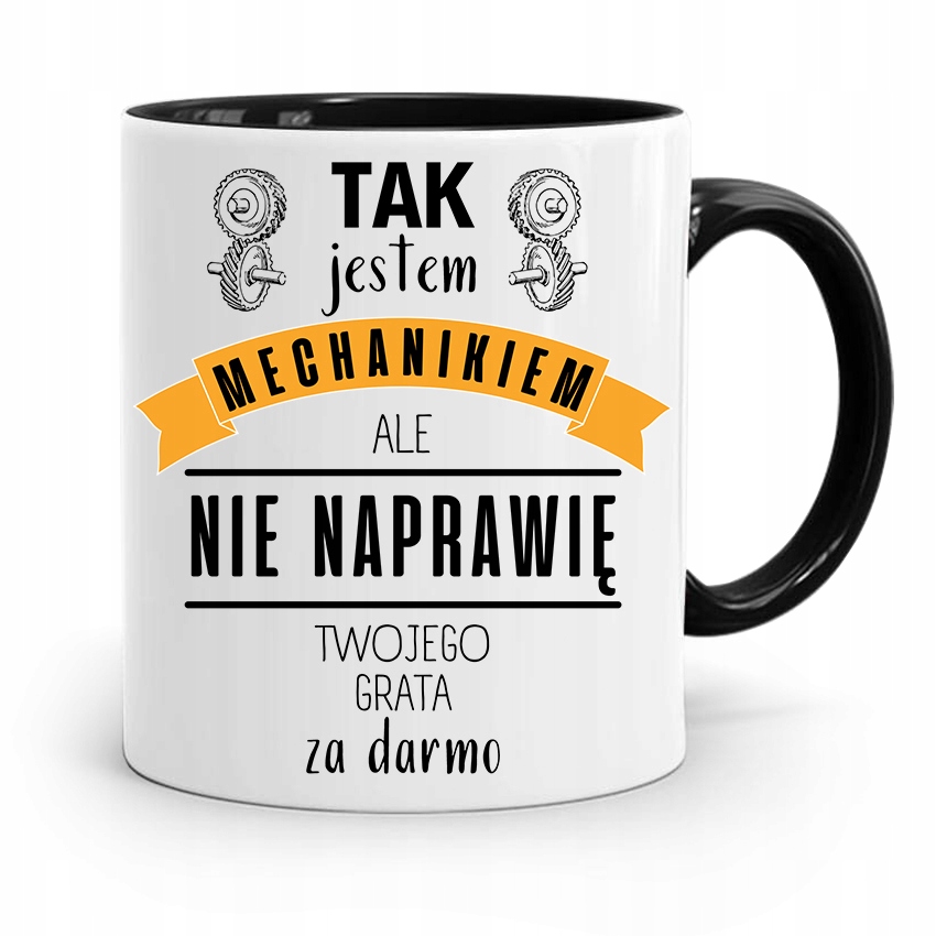 Kubek Czarny Dla Mechanika Tak Jestem Mechanikiem Z Nadrukiem Ze Zdjęciem