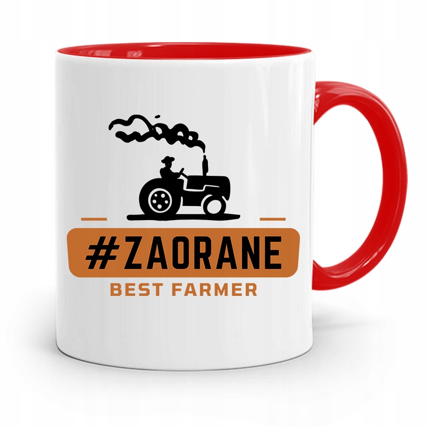 Dla Rolnika Kubek Czerwony #Zaorane Best Farmer Z Nadrukiem Ze Zdjęciem