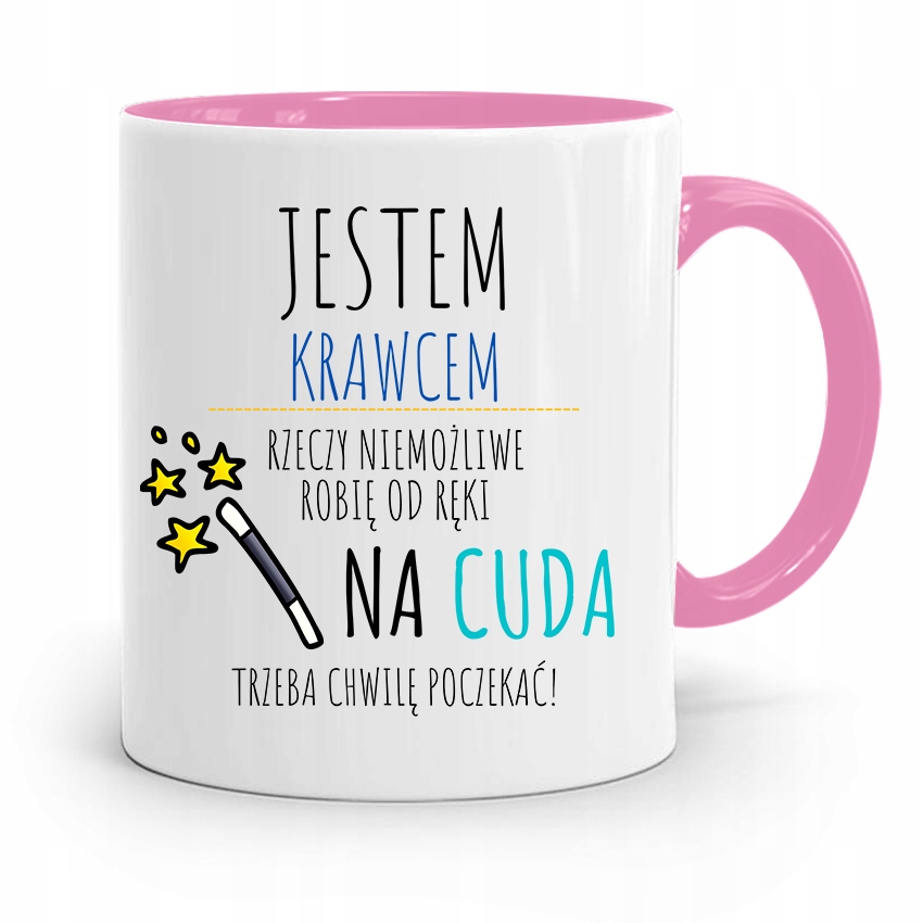 Kubek Różowy Krawca Krawcowej Jestem Krawcem Z Nadrukiem Ze Zdjęciem