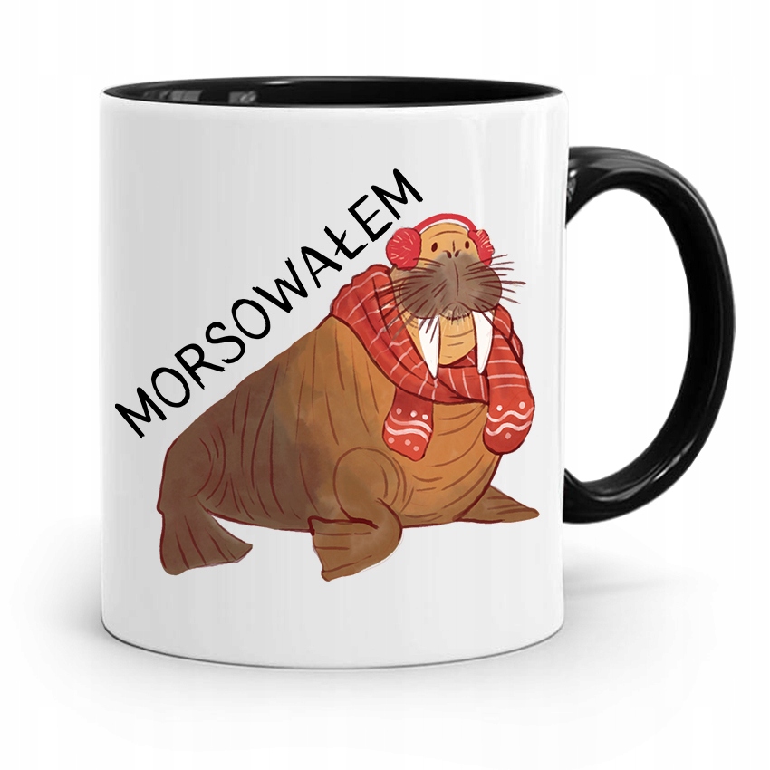 Kubek Czarny Śmieszny Zabawny Morsowałem Prezent Z Nadrukiem Ze Zdjęciem