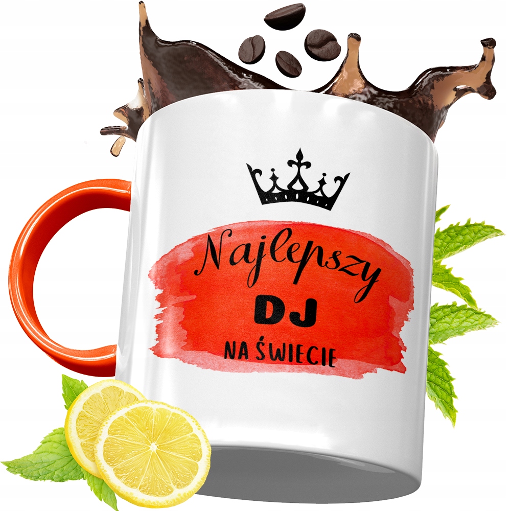 Kubek Pomarańczowy Dla Dja Prezent Z Nadrukiem Ze Zdjęciem