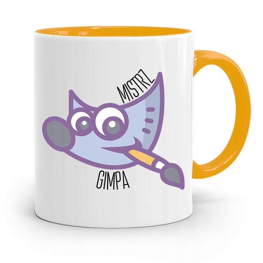 Kubek Żółty Prezent Dla Grafika Mistrz Gimpa Z Nadrukiem Ze Zdjęciem