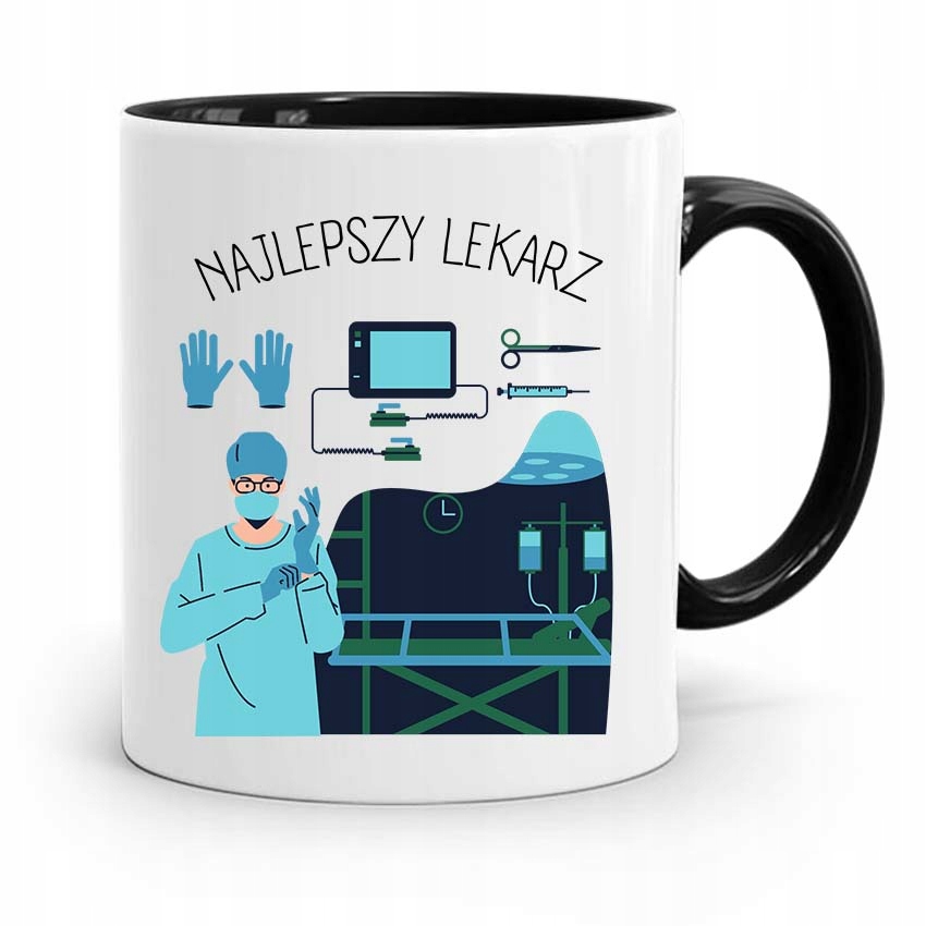 Kubek Czarny Prezent Dla Doktora Najlepszy Lekarz Z Nadrukiem Ze Zdjęciem