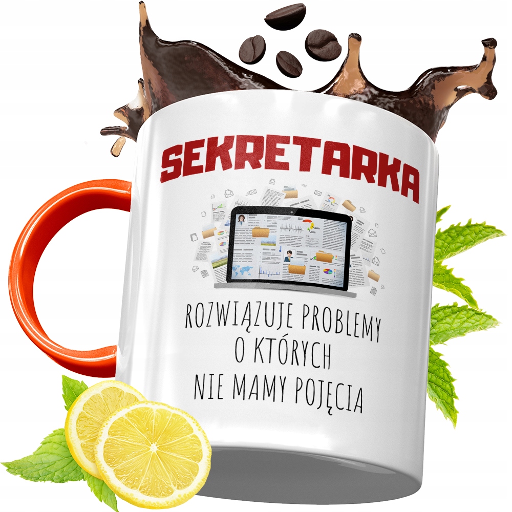 Kubek Pomarańczowy Dla Sekretarki Prezent Z Nadrukiem Ze Zdjęciem