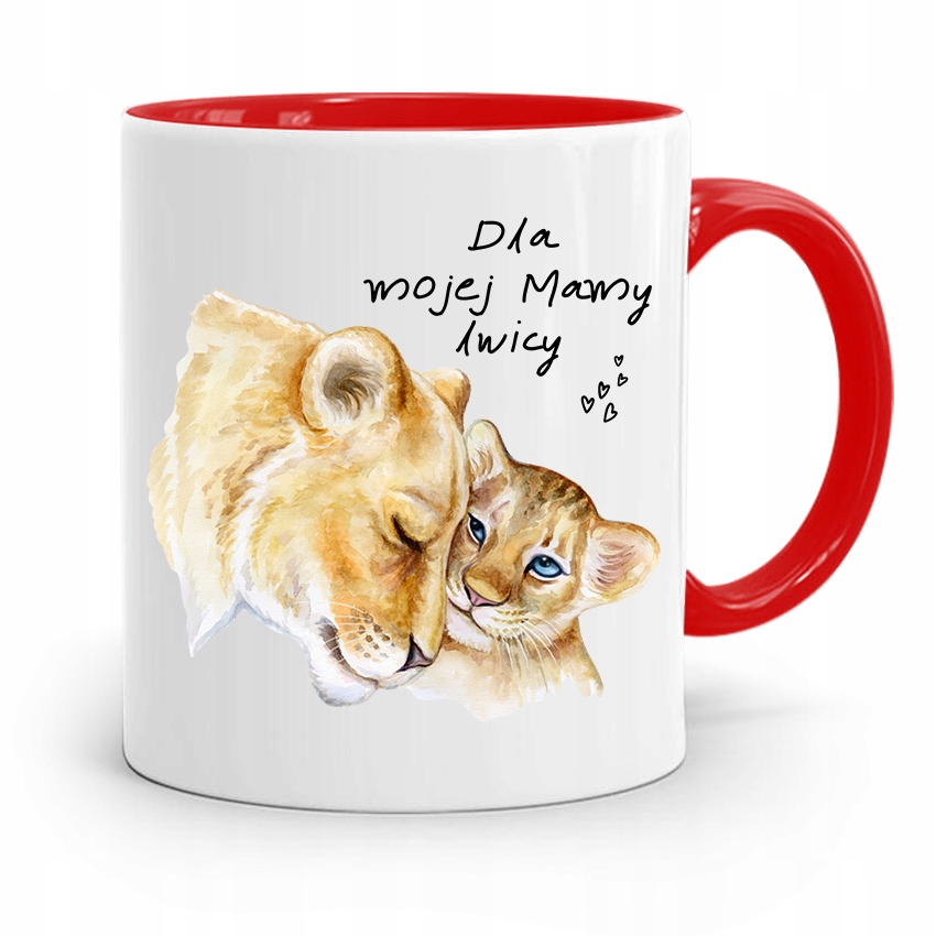Kubek Czerwony Prezent Dla Mamy Matki Lwicy Z Nadrukiem Ze Zdjęciem