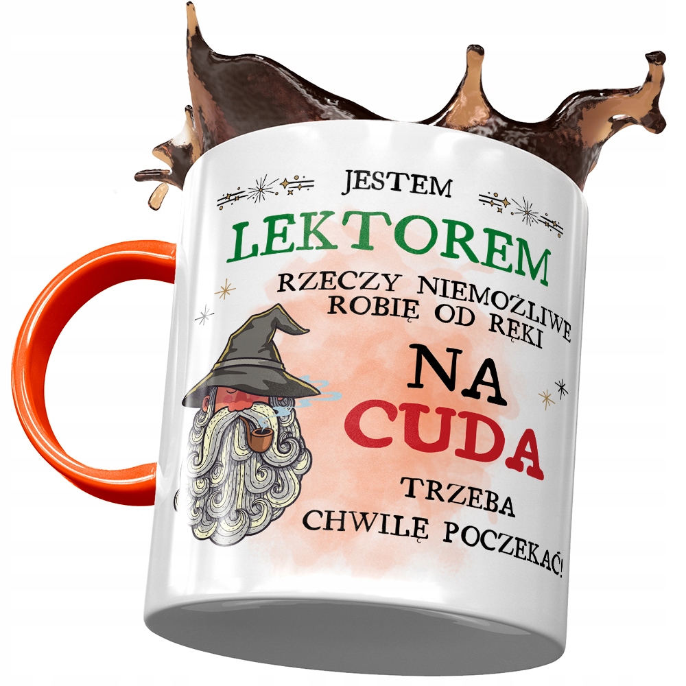 Kubek Pomarańczowy Dla Lektora Jestem Lektorem Z Nadrukiem Ze Zdjęciem