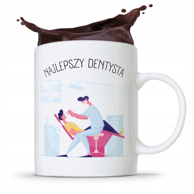 Kubek Prezent Dla Dentysty Gotowy By Pomagać Z Nadrukiem Ze Zdjęciem