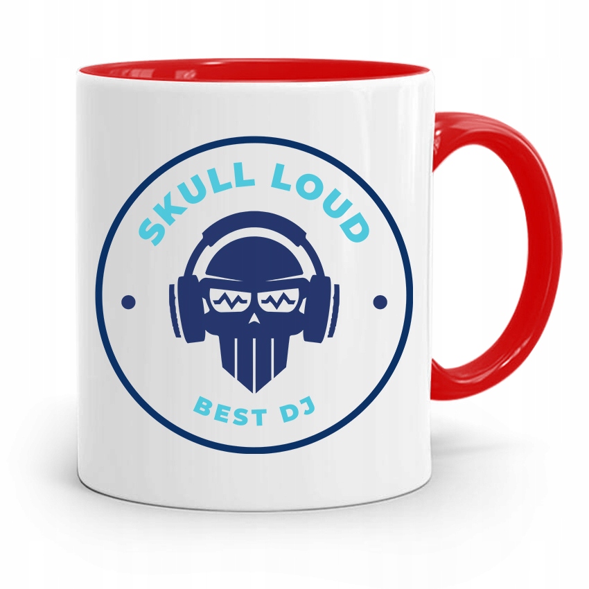 Dla Dja Muzyka Kubek Czerwony Skull Loud Best Dj Z Nadrukiem Ze Zdjęciem