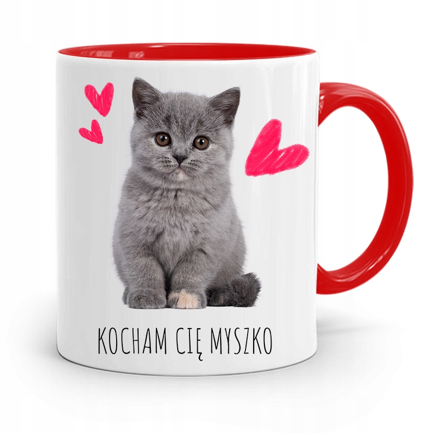 Kubek Czerwony Dla Dziewczyny Kocham Cię Myszko Z Nadrukiem Ze Zdjęciem