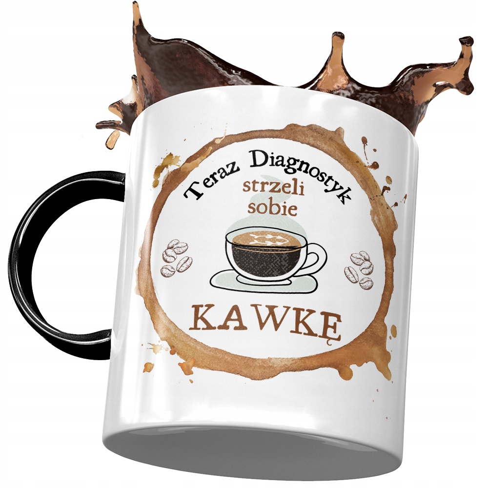 Kubek Czarny Dla Diagnostyka Strzeli Sobie Kawkę Z Nadrukiem Ze Zdjęciem