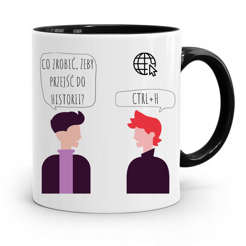 Kubek Czarny Informatyka Programisty Ctrl + H Z Nadrukiem Ze Zdjęciem