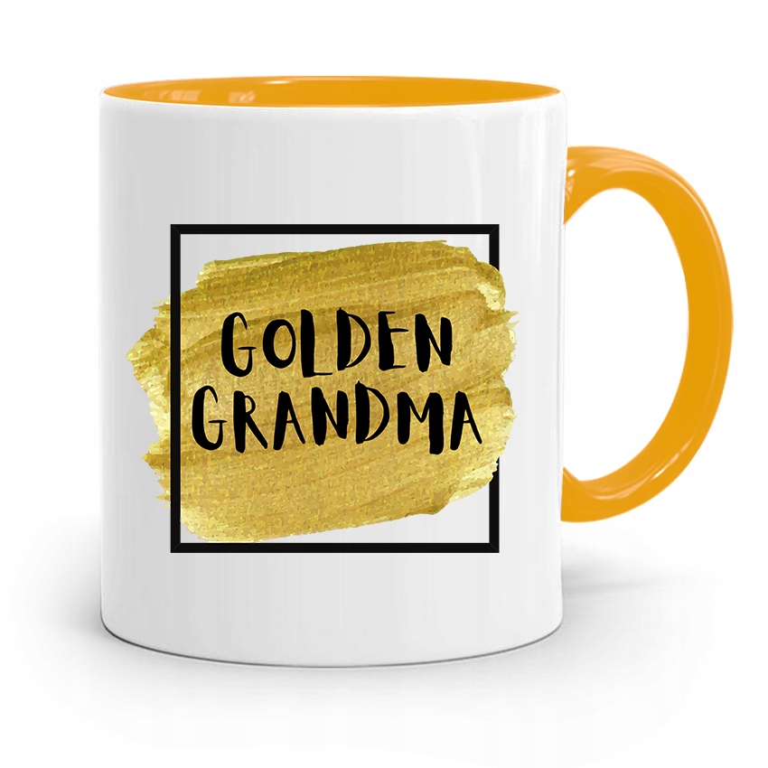 Kubek Żółty Dzień Babci Golden Grandma Prezent Z Nadrukiem Ze Zdjęciem