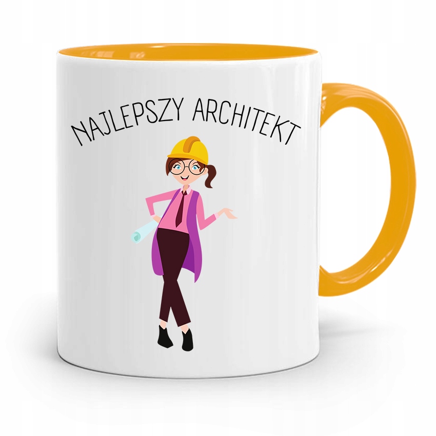 Kubek Żółty Architekta Najlepszy Architekt Prezent Z Nadrukiem Ze Zdjęciem