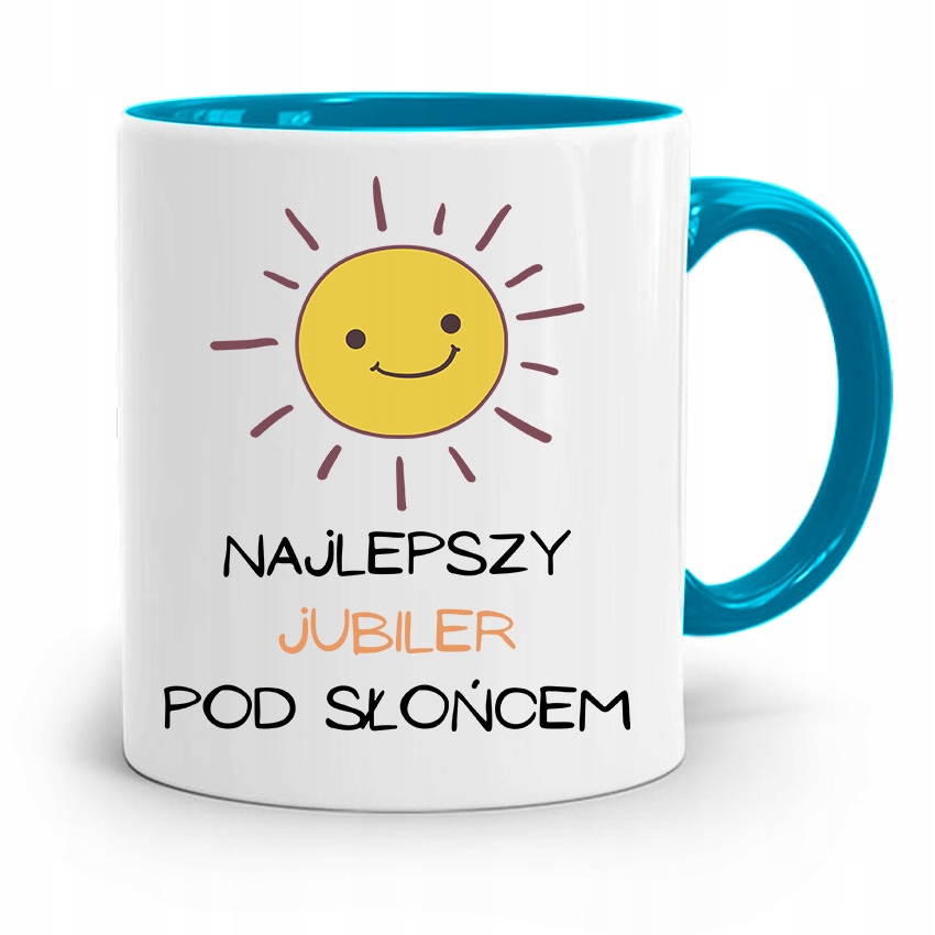 Dla Jubilera Kubek Błękitny Najlepszy Pod Słońcem Z Nadrukiem Ze Zdjęciem