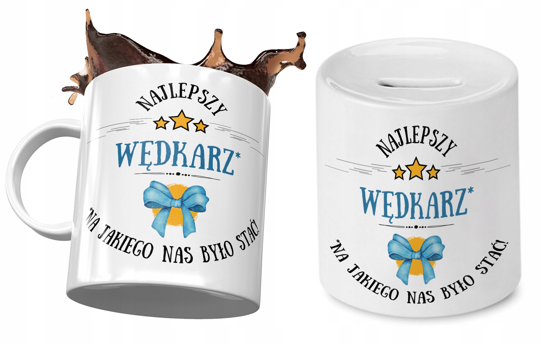 Dla Wędkarza Zestaw Kubek + Skarbonka Na Prezent Z Nadrukiem Ze Zdjęciem