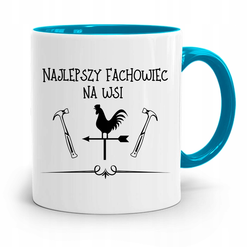 Kubek Błękitny Dla Budowlańca Najlepszy Fachowiec Z Nadrukiem Ze Zdjęciem