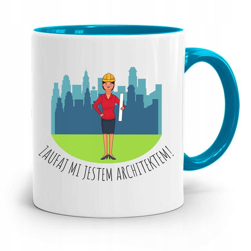 Kubek Błękitny Architekta Zaufaj Mi Jestem Prezent Z Nadrukiem Ze Zdjęciem