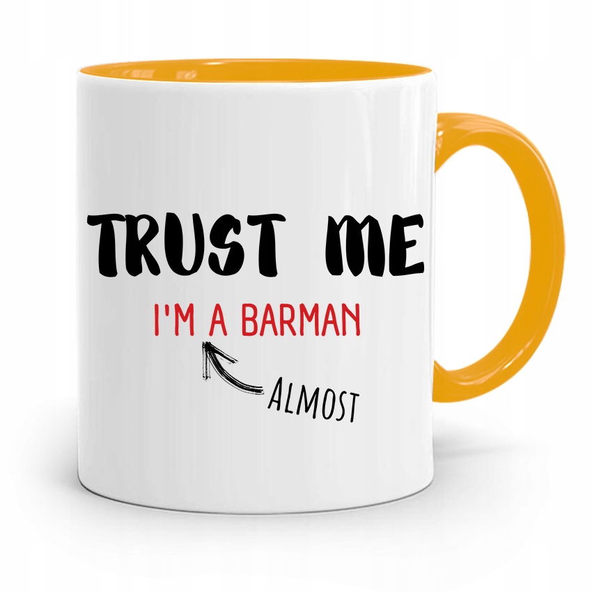 Kubek Żółty Dla Barmana Trust Me Im A Barman Z Nadrukiem Ze Zdjęciem