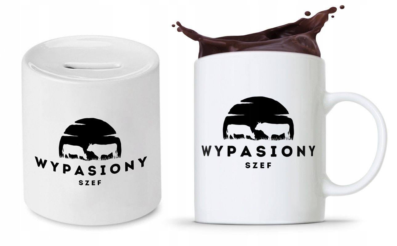 Dla Szefa Szefowej Zestaw Kubek + Skarbonka Z Nadrukiem Ze Zdjęciem
