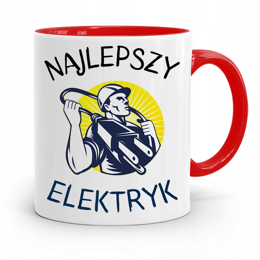 Kubek Czerwony Dla Elektryka Najlepszy Elektryk Z Nadrukiem Ze Zdjęciem
