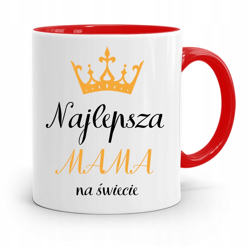 Kubek Czerwony Dla Najlepszej Mamy Na Świecie Z Nadrukiem Ze Zdjęciem