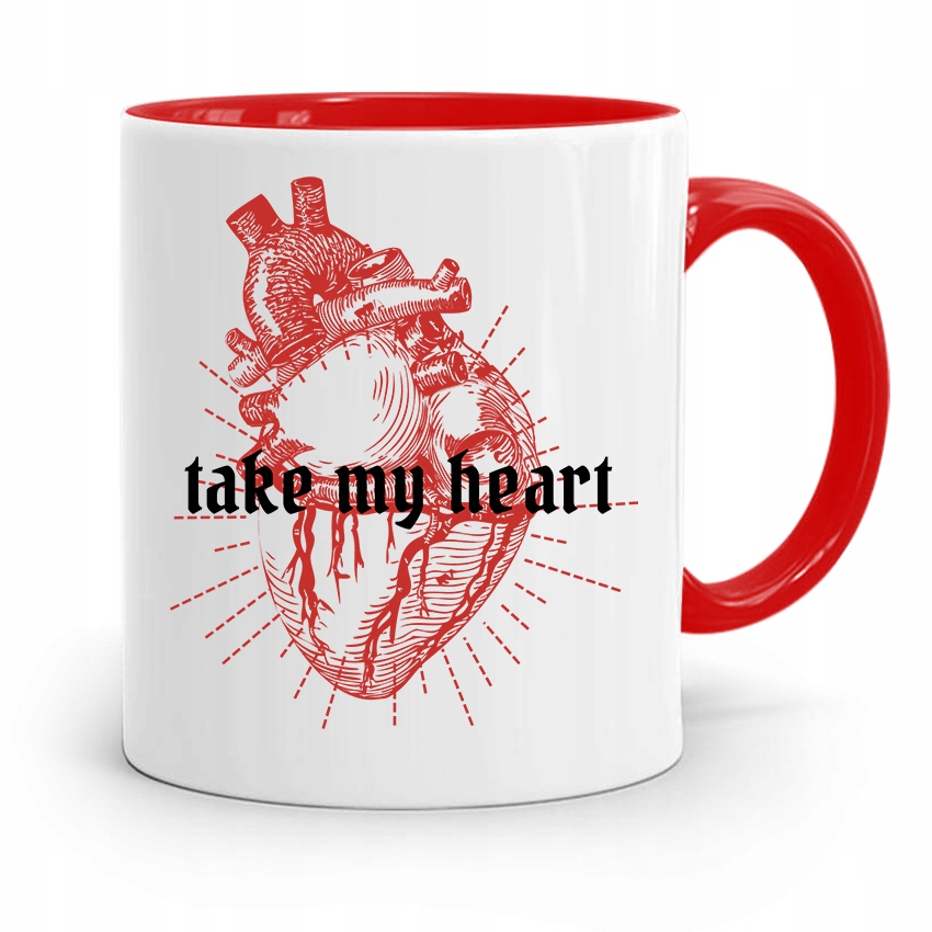Kubek Czerwony Na Walentynki Take My Heart Prezent Z Nadrukiem Ze Zdjęciem