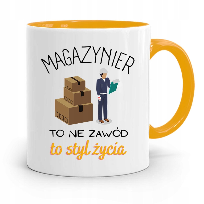 Kubek Żółty Dla Magazyniera To Styl Życia Prezent Z Nadrukiem Ze Zdjęciem