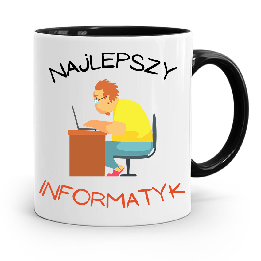 Kubek Czarny Informatyka Programisty Najlepszy Inf Z Nadrukiem Ze Zdjęciem