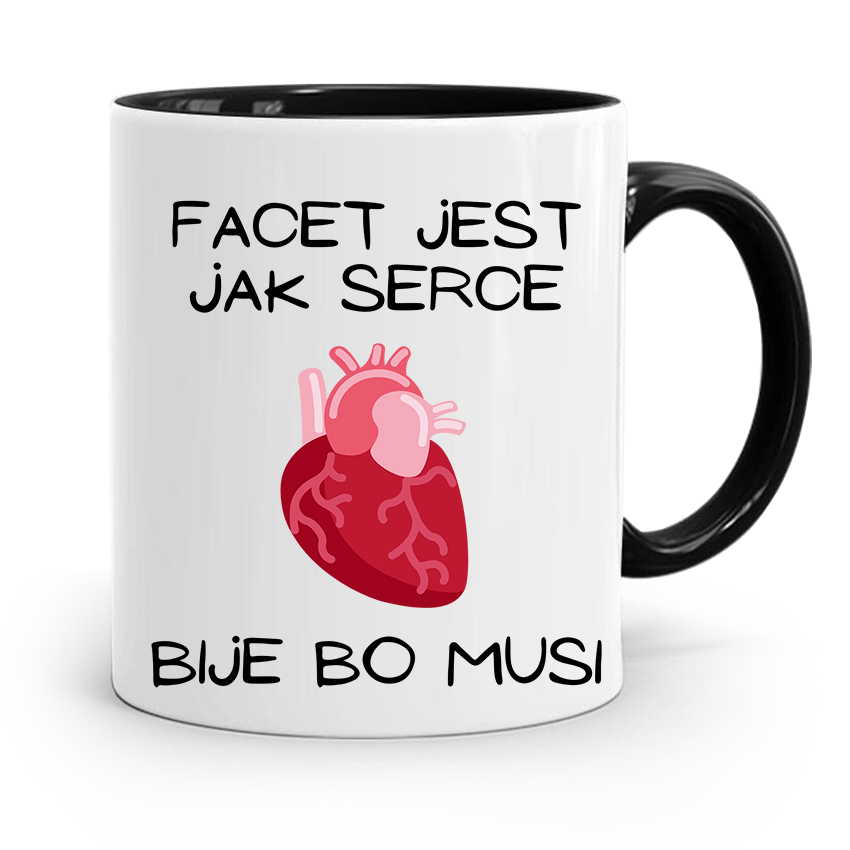 Kubek Czarny Dla Chłopaka Facet Bije Bo Musi Z Nadrukiem Ze Zdjęciem