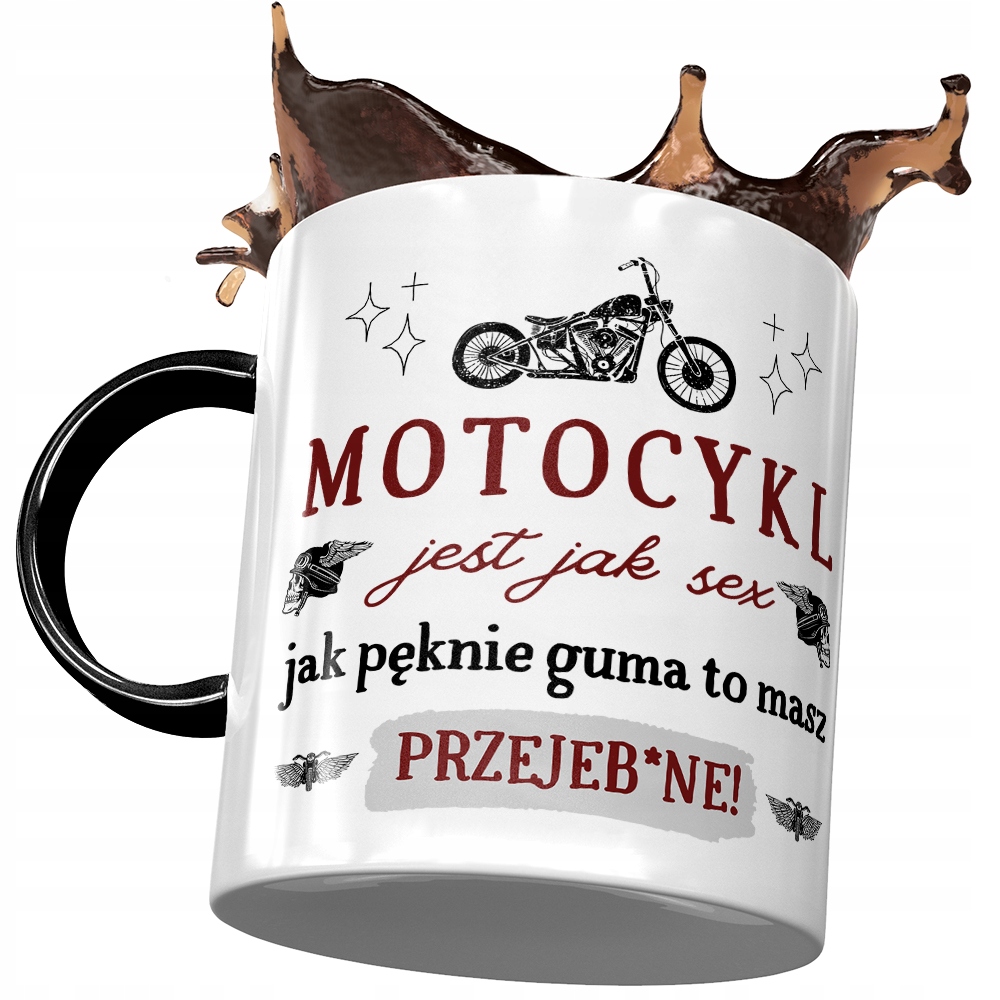 Kubek Czarny Śmieszny Motocykl Jest Jak Seks Z Nadrukiem Ze Zdjęciem