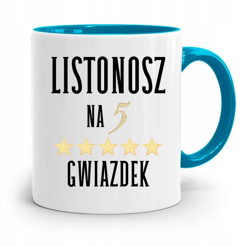 Kubek Błękitny Prezent Dla Listonosza Na Pięć Z Nadrukiem Ze Zdjęciem