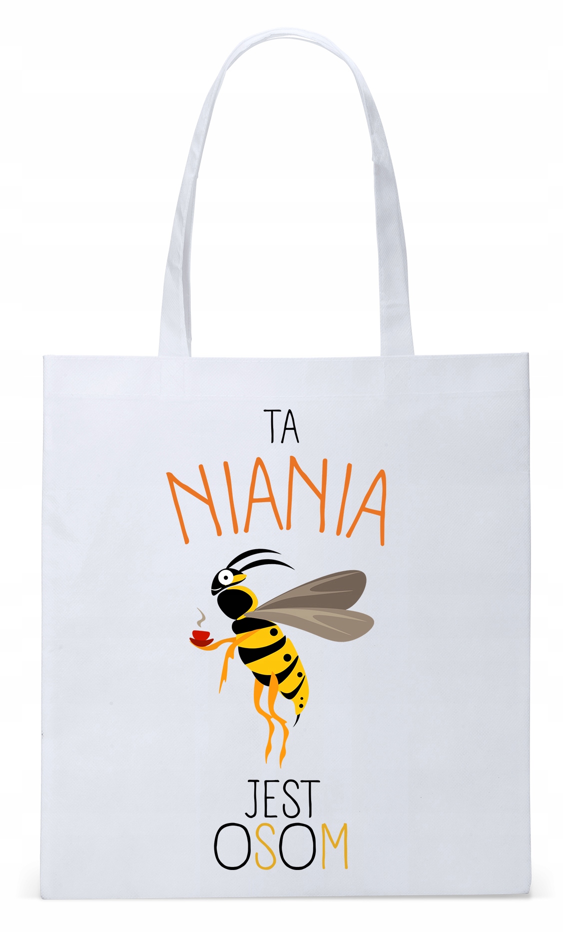 Torba Biała Eco Shopper Dla Niani Opiekunki Z Nadrukiem Ze Zdjęciem