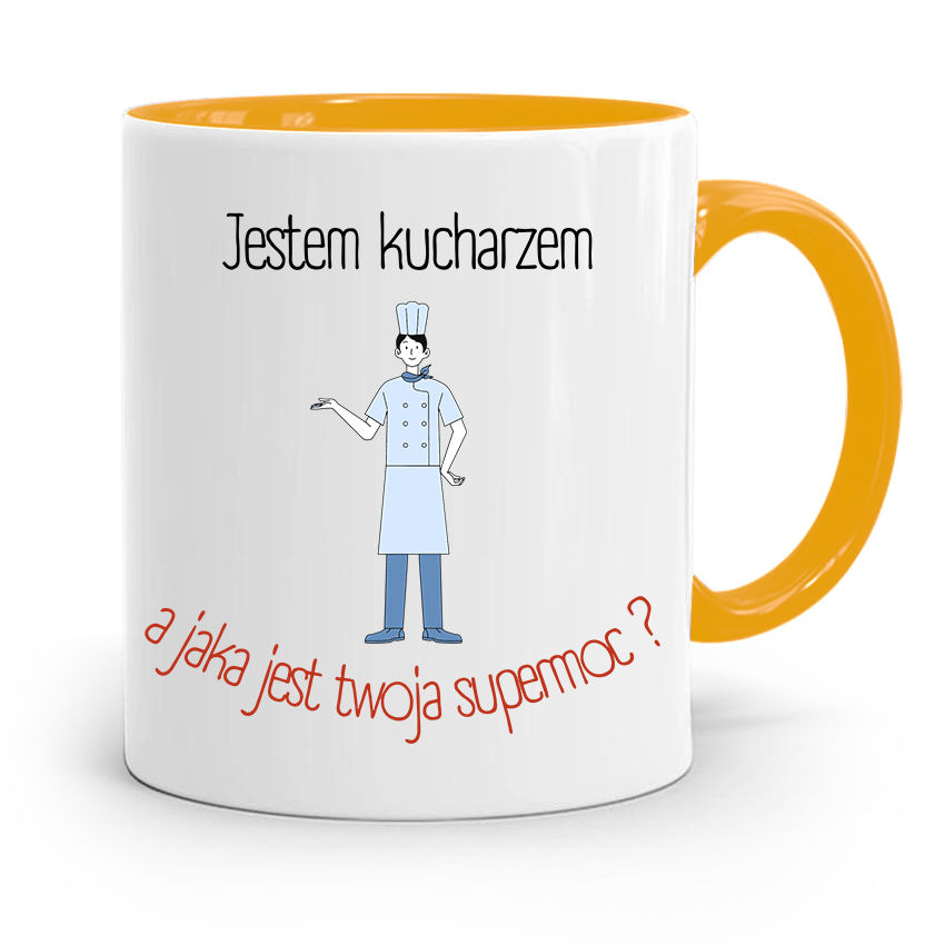 Kubek Żółty Dla Kucharza Kucharki Twoja Supermoc? Z Nadrukiem Ze Zdjęciem