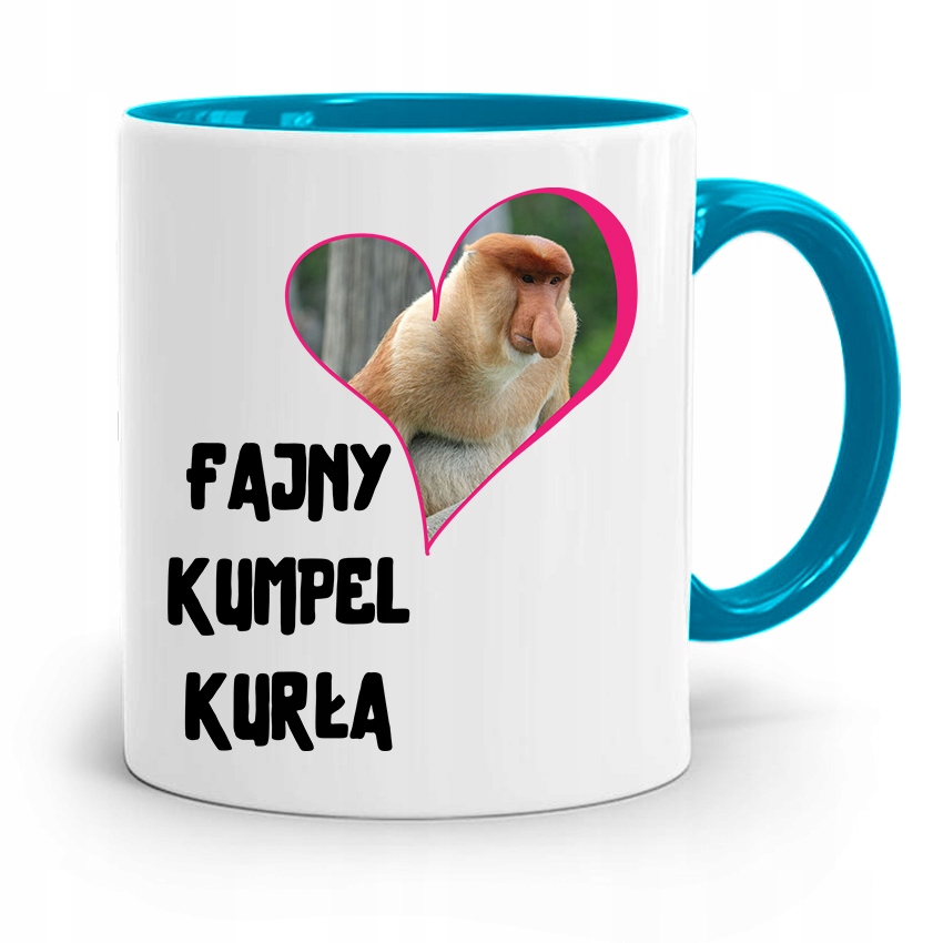 Kubek Błękitny Dla Przyjaciel Fajny Kumpel Kurła Z Nadrukiem Ze Zdjęciem