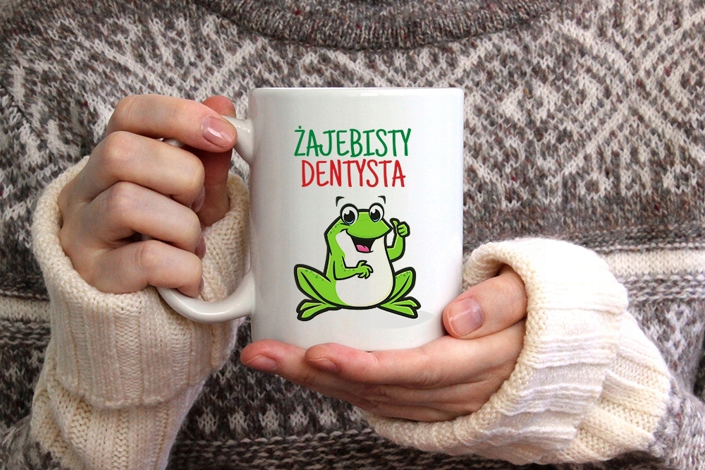 Kubek Czarny Prezent Dentysty Żajebisty Dentysta Z Nadrukiem Ze Zdjęciem