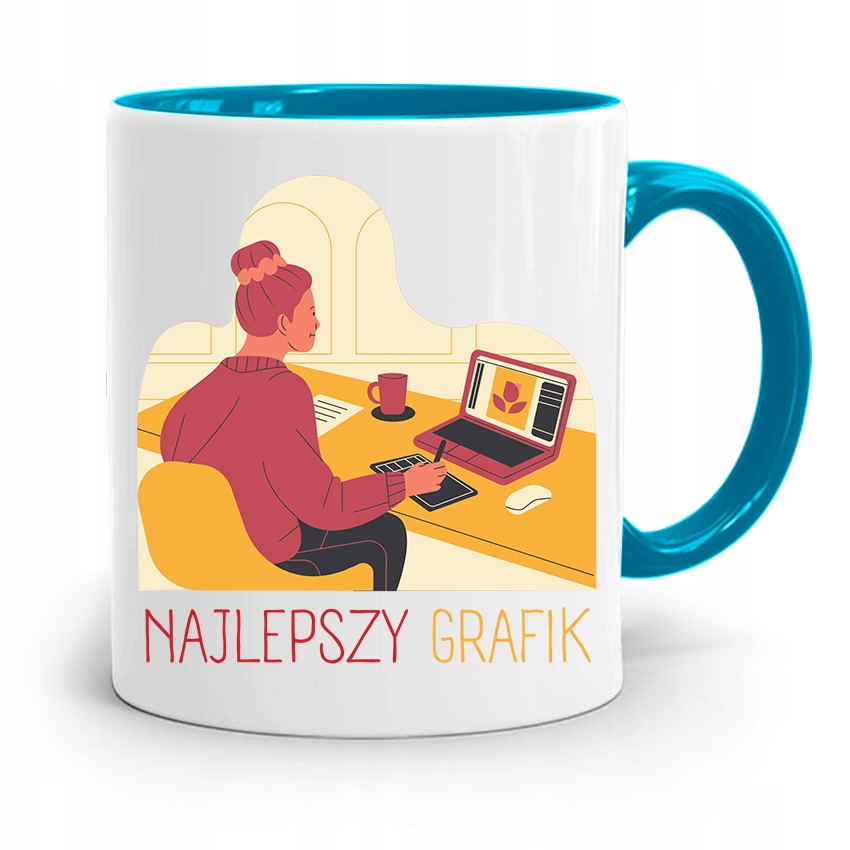 Kubek Błękitny Dla Grafika Najlepszy Grafik Z Nadrukiem Ze Zdjęciem