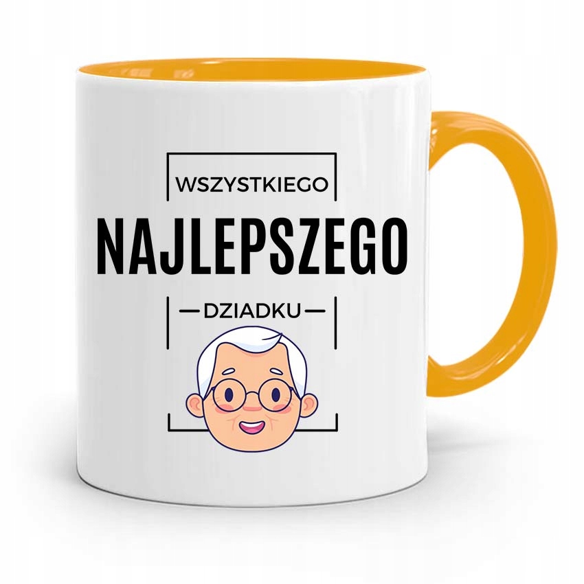 Kubek Żółty Dla Dziadka Wszystkiego Najlepszego Z Nadrukiem Ze Zdjęciem