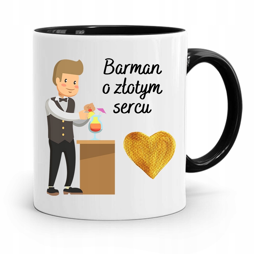 Kubek Prezent Dla Barmana Barman O Złotym Sercu Z Nadrukiem Ze Zdjęciem