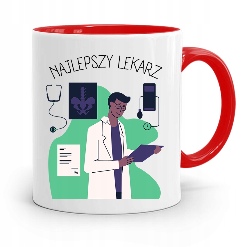 Kubek Czerwony Dla Doktora Najlepszy Lekarz Z Nadrukiem Ze Zdjęciem