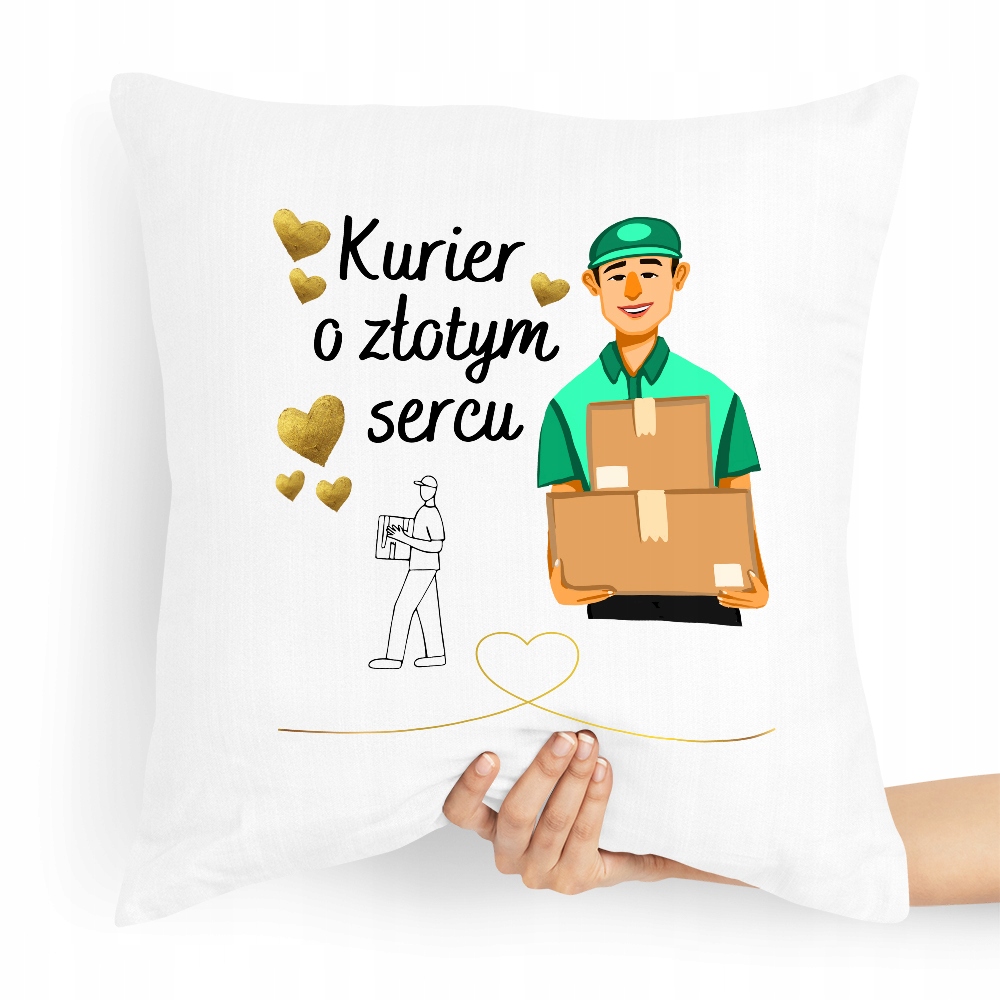 Poduszka Prezent Dla Kuriera Kurier O Złotym Sercu Z Nadrukiem Ze Zdjęciem