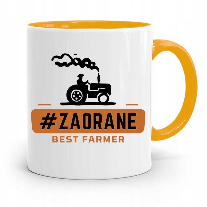 Dla Rolnika Kubek Zółty Zaorane Best Farmer Z Nadrukiem Ze Zdjęciem
