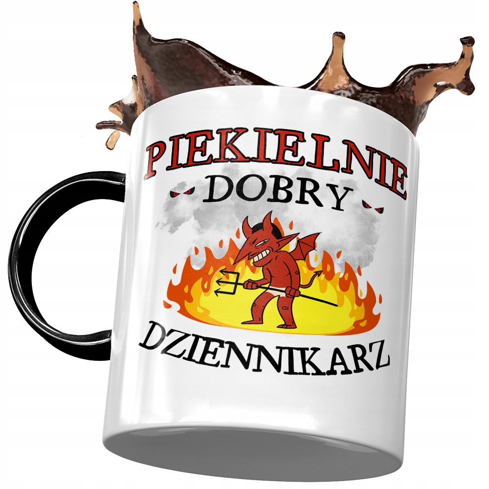 Kubek Czarny Dziennikarza Piekielnie Dobry Z Nadrukiem Ze Zdjęciem