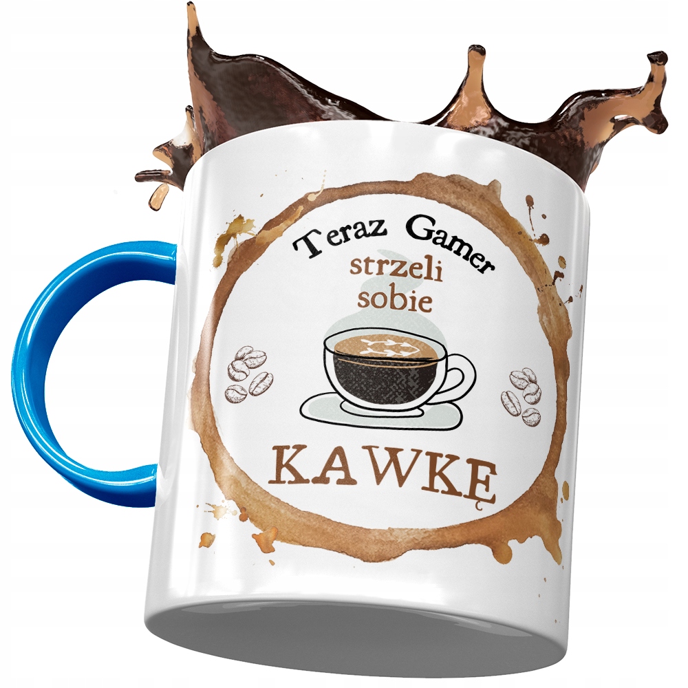Kubek Błękitny Dla Gamera Strzeli Sobie Kawkę Z Nadrukiem Ze Zdjęciem