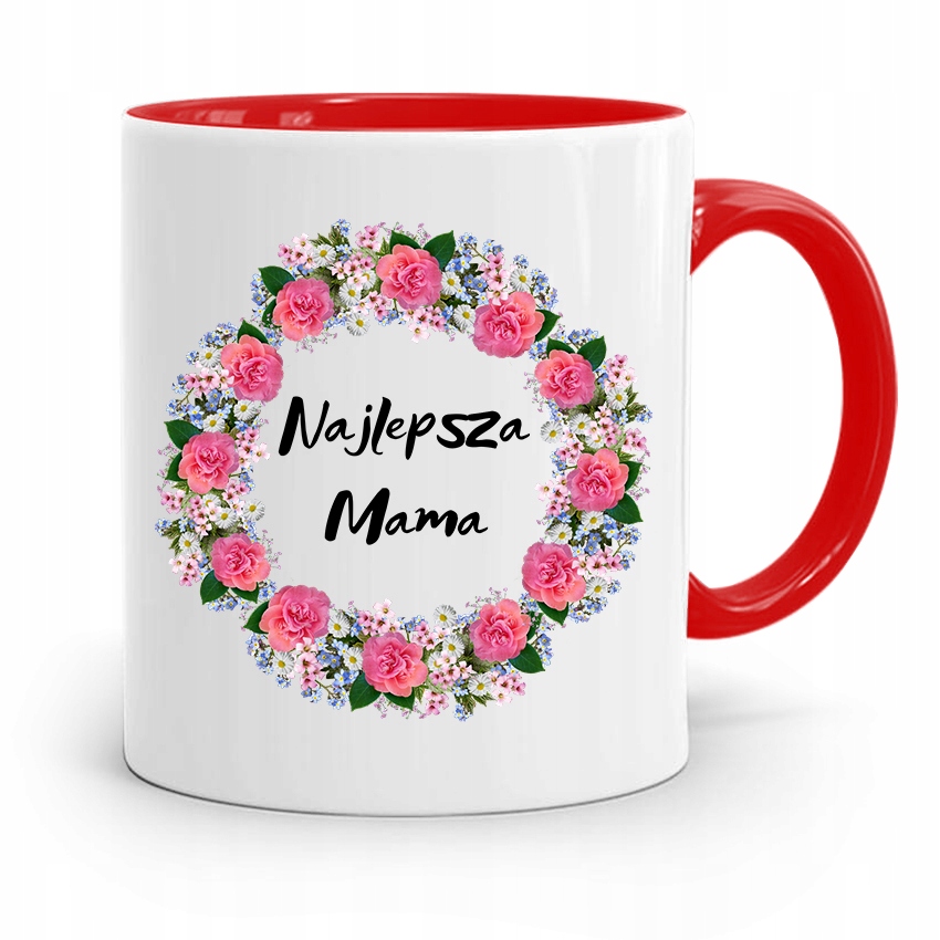Kubek Czerwony Prezent Dla Najlepszej Mamy Matki Z Nadrukiem Ze Zdjęciem