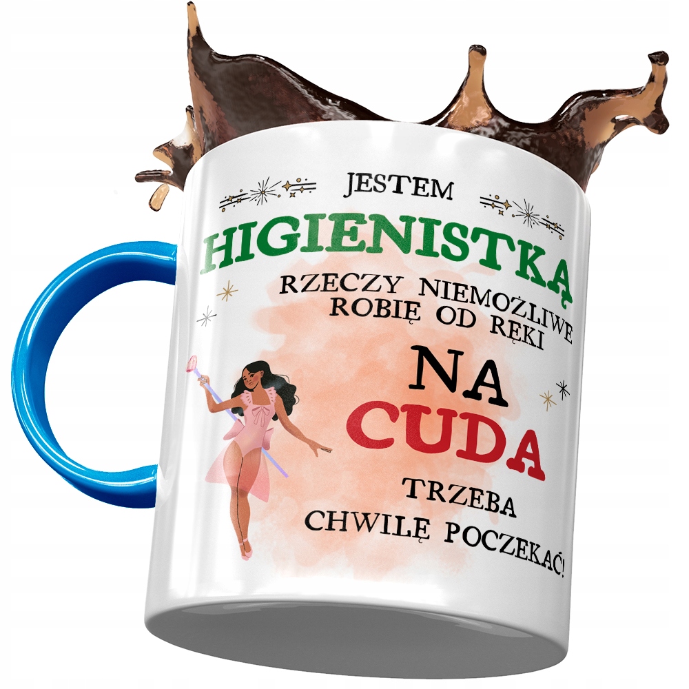 Kubek Błękitny Dla Higienistki Na Cuda Prezent Z Nadrukiem Ze Zdjęciem