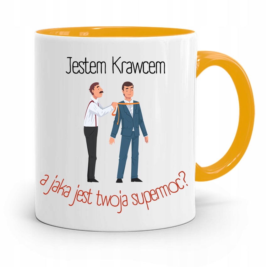 Kubek Żółty Krawcowej Krawca Jestem Krawcem Z Nadrukiem Ze Zdjęciem