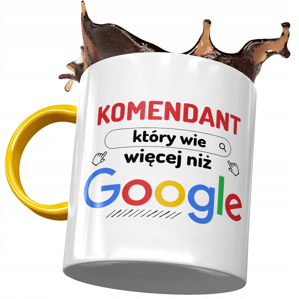 Kubek Żółty Dla Komendanta Wie Więcej Niż Google Z Nadrukiem Ze Zdjęciem