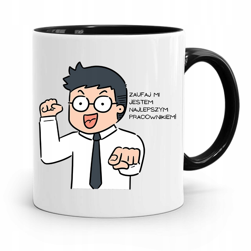 Dla Pracownika Kubek Czarny Najlepszy Pracownik Z Nadrukiem Ze Zdjęciem