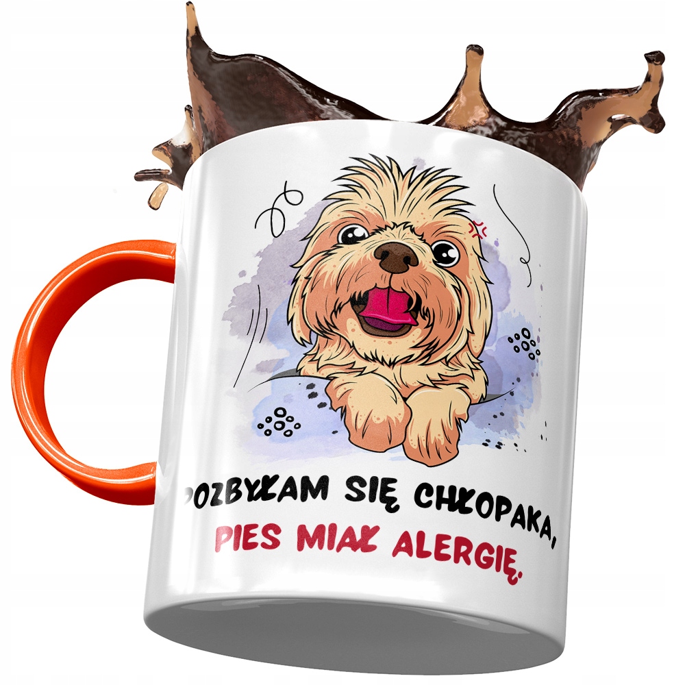 Kubek Pomarańczowy Z Pieskiem Psem Słodki Prezent Z Nadrukiem Ze Zdjęciem