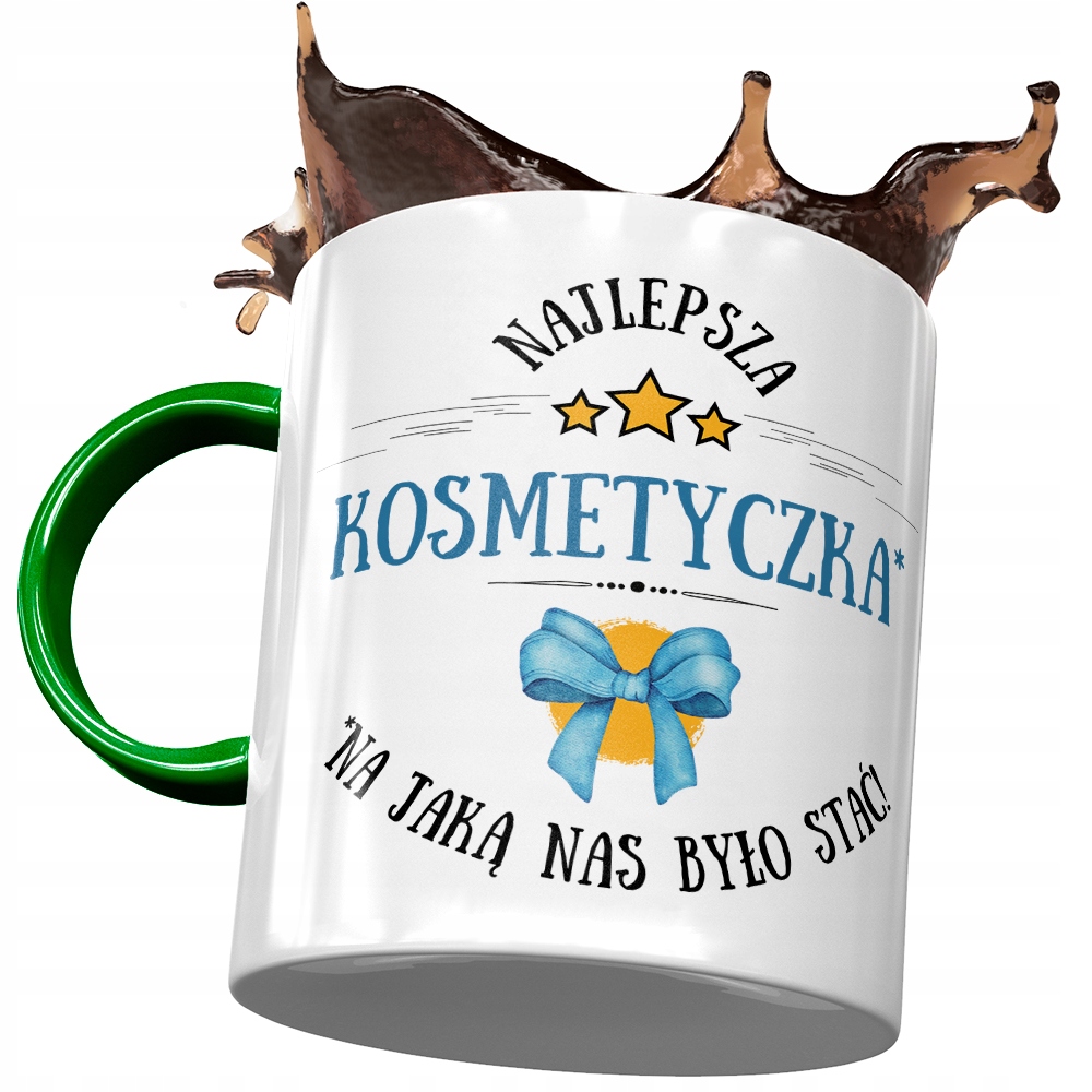 Kubek Zielony Kosmetyczki Najlepsza Kosmetyczka Z Nadrukiem Ze Zdjęciem